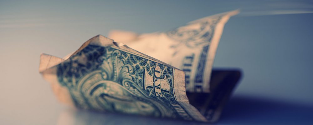 Crumpled,Paper,Money,Note,One,Us,Dollar.,Business,Concept.