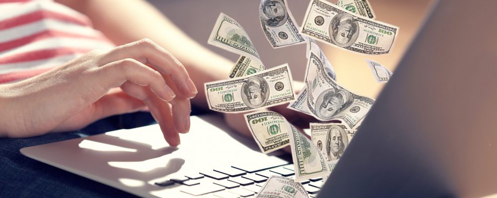 Financial,Concept.,Make,Money,On,The,Internet.,Woman,Sitting,On