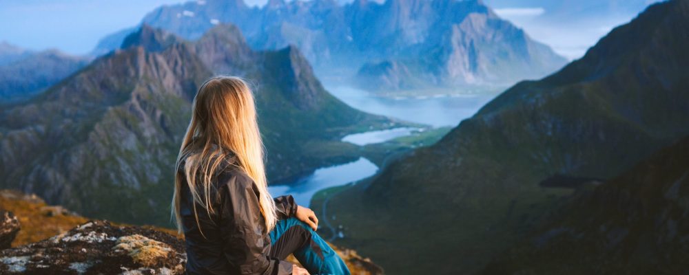 Solo,Traveler,Enjoying,Landscape,In,Norway,Lofoten,Islands,Aerial,View Solo,Traveler,Enjoying,Landscape,In,Norway,Lofoten,Islands,Aerial,View